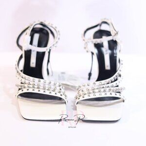 ZARA HIGH-HEEL STUDDED SANDALS SZ 37 NWT
